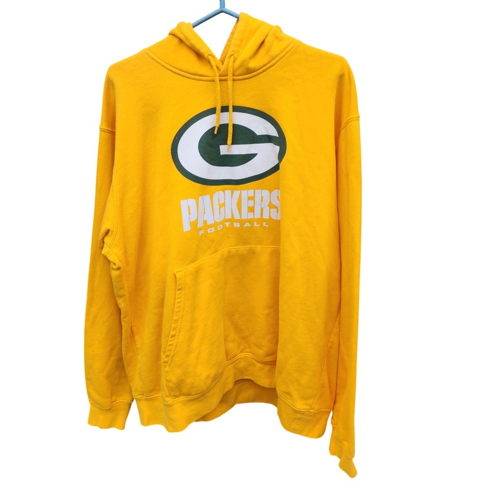NFL Team Apparel Green Bay Packers Hoodie Yellow Gold Pullover K099 Men's Large